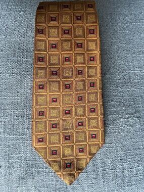 Robert Talbott Best of Class Tie Gold Geometric Squares Red/Blue Nordstrom